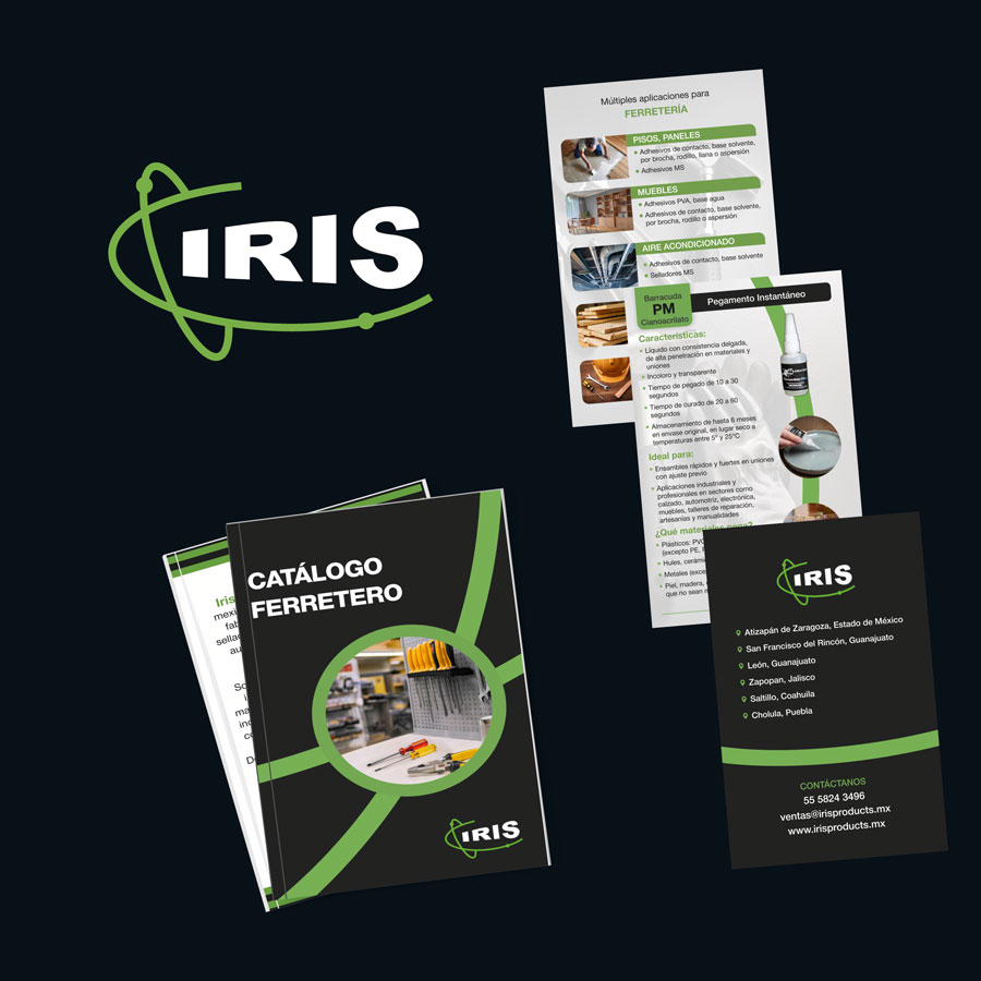 Brochure que diseñó Exvi Solutions para Iris Products