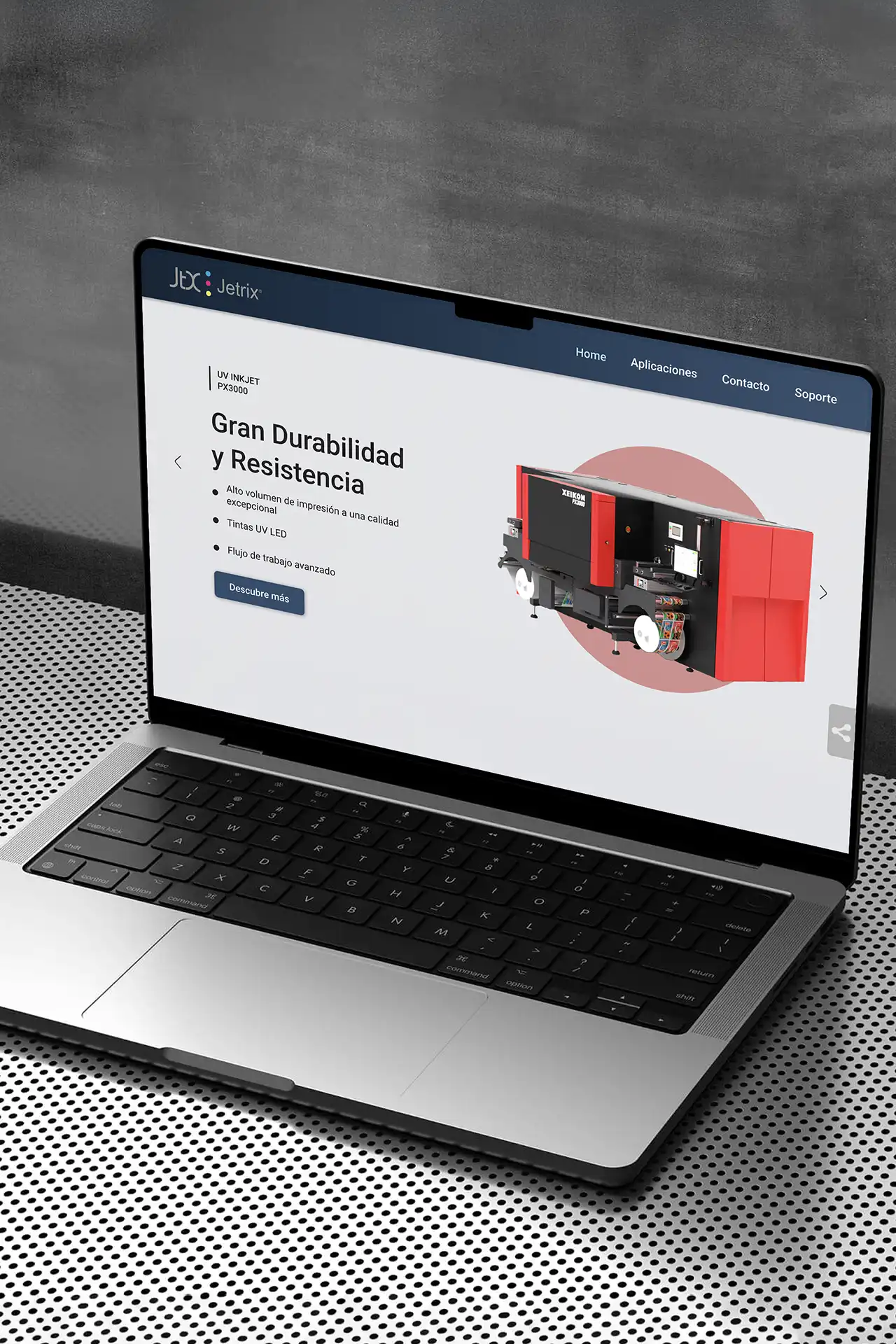 Página web para empresa distribuidora de impresoras llamada Jetrix, creada por Exvi Solutions
