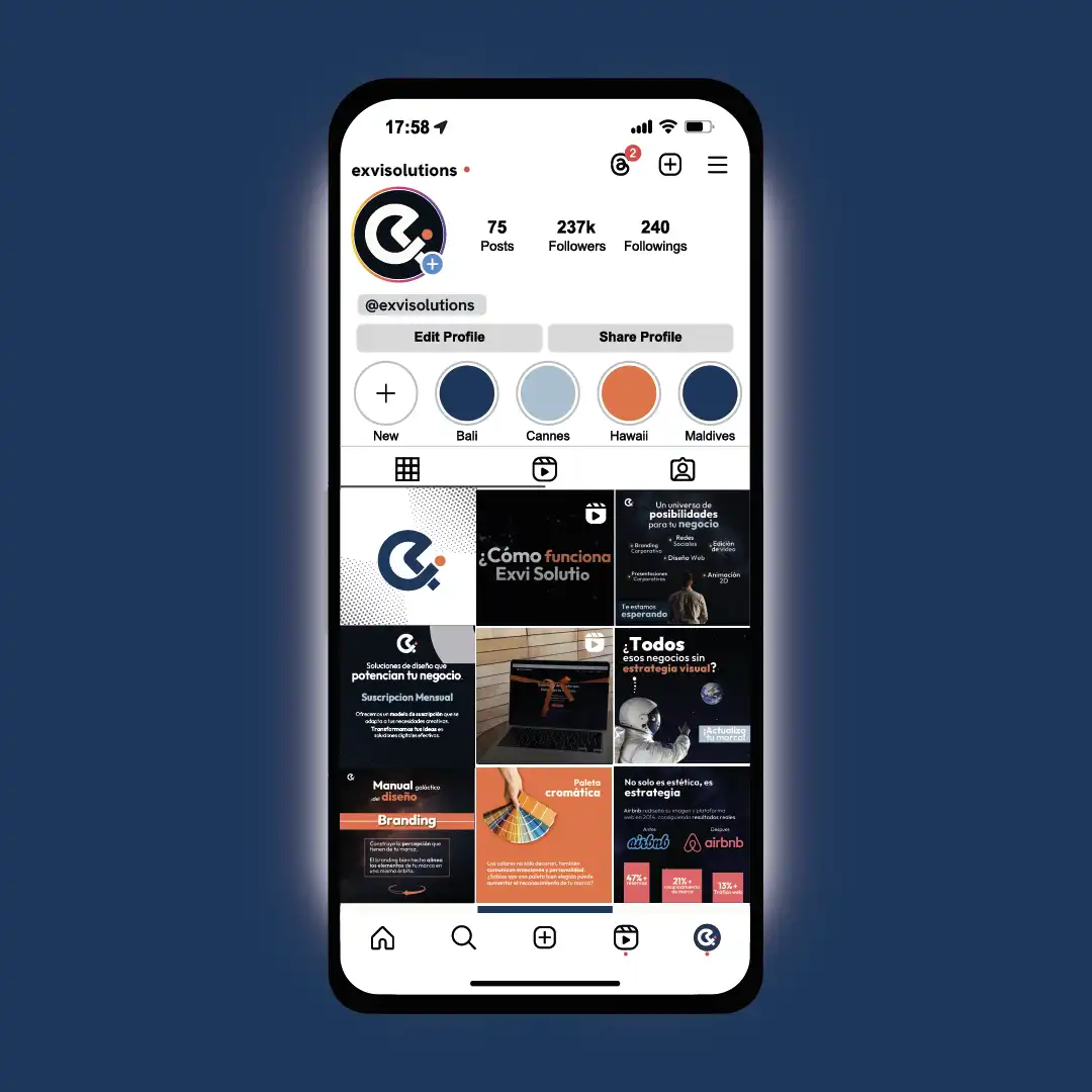 Diseño de redes sociales, creada por Exvi Solutions