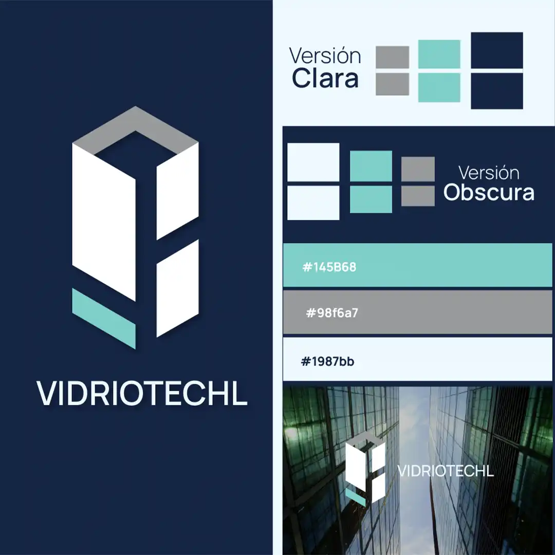 Manual de identidad para marca de vidrio llamada VidrioTechL